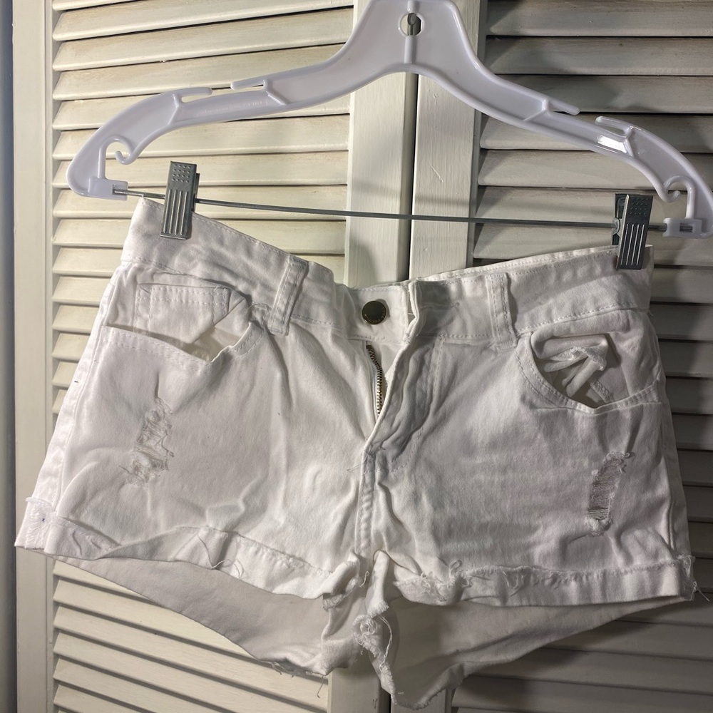 White Distressed Women's Shorts